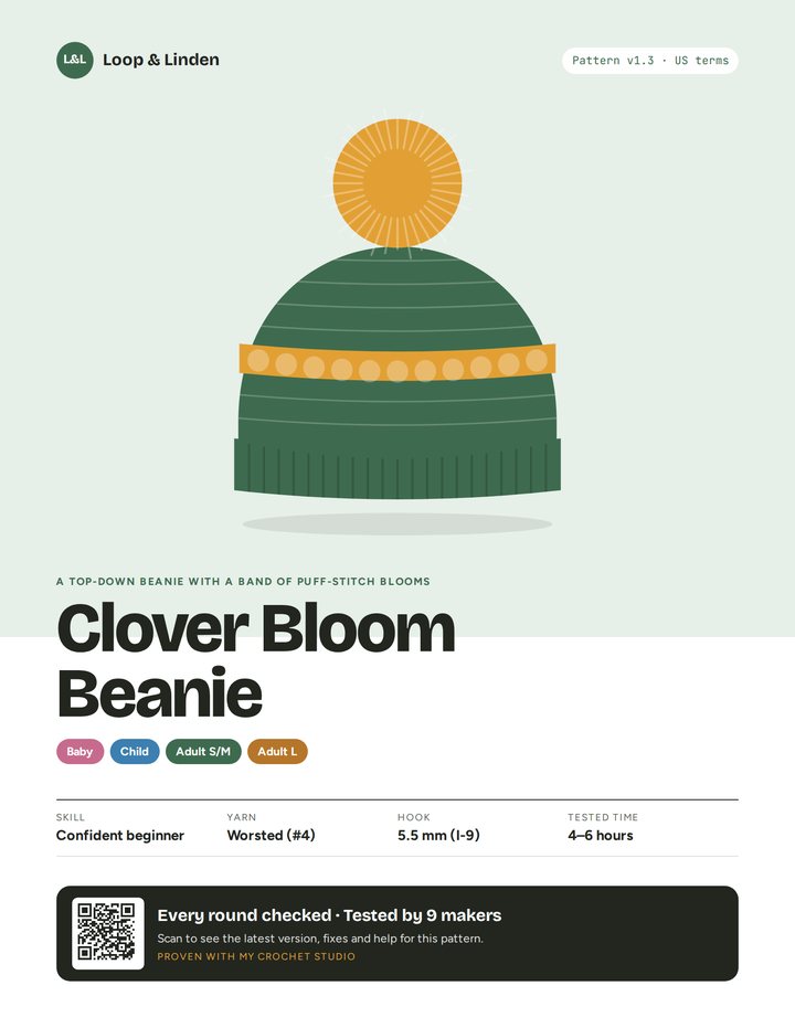 Sample pattern page: Cover